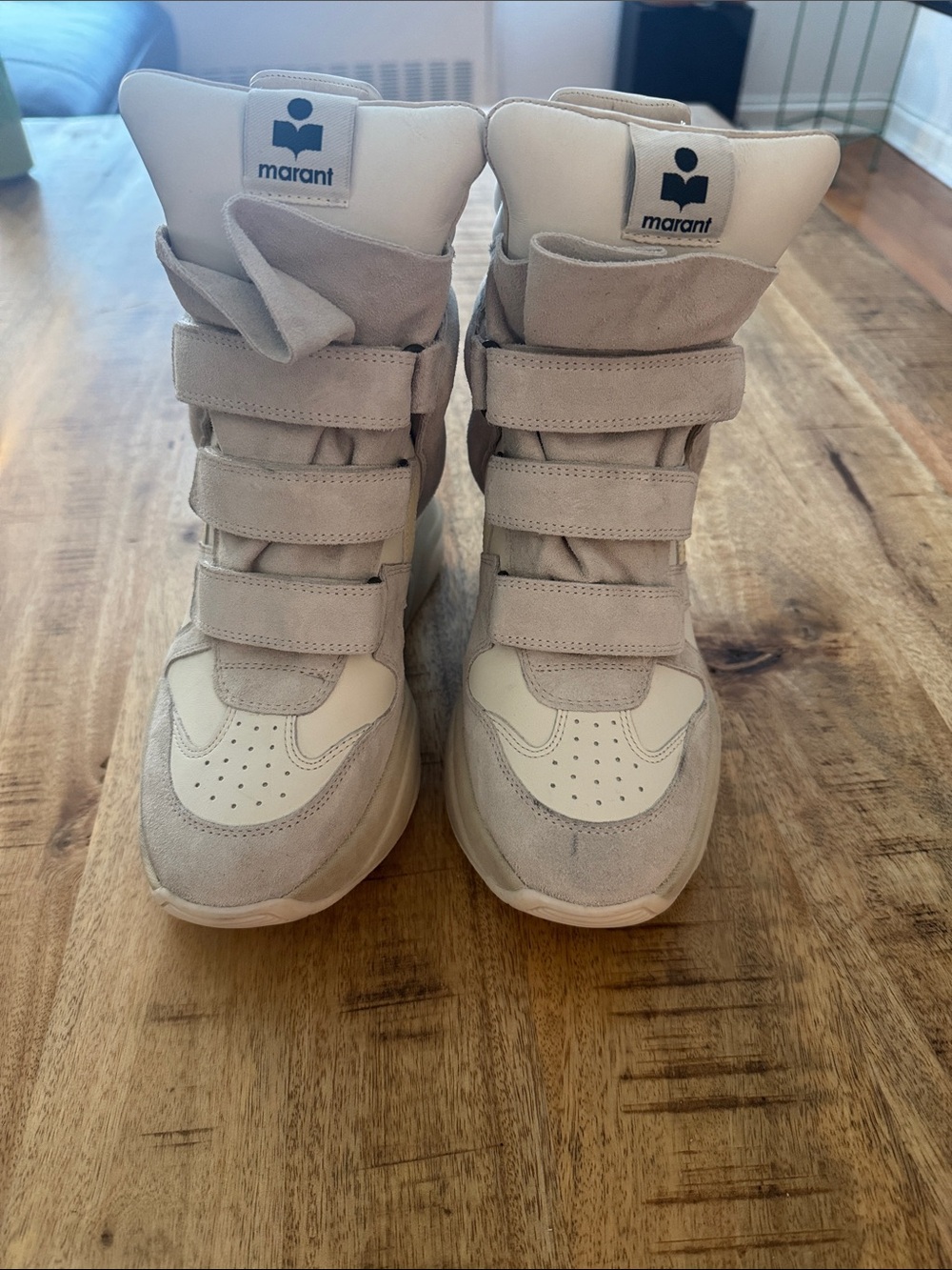 Isabel Marant Balskee White , Gray and Cream 50 MM High-Top Wedge Sneakers - Picture 12 of 12